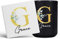 Personalised Letter G Floral Mug Initial with Name, Customised Gift, Gold Effect Printed Letter, NOT Metallic - Ceramic Coffee Cup for Men or Women, Extra Large and Giant Mug, 15oz Black Mug & Coaster