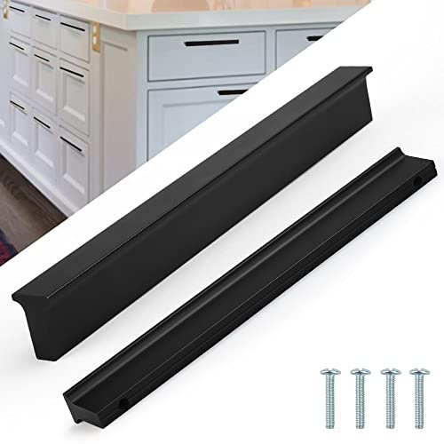 AFASOES 2 Pcs Tiradores para Mueble de Cocina 145mm de Largo Negro manijas de cajones tiradores de cocina modernos Tiradores Negros Mate para los Muebles de la Cocina Armarios Cajones + 4x Tornillos