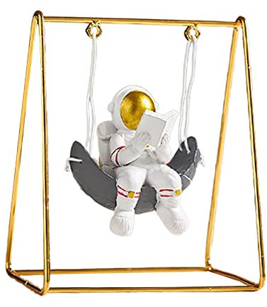 Duiaynke Moderne Astronauten-Figur Miniaturen Regal Raumfahrer auf Schaukel Statue Weltraum Handwerk Ornamente Sammlerstück Skulptur