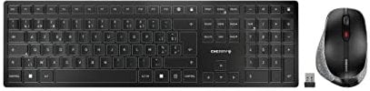 CHERRY DW 9500 SLIM, Kabelloses Tastatur- und Maus-Set, Belgisches Layout (AZERTY), Bluetooth oder 2,4 GHz Funk, Ergonomische Rechtshändermaus, Schwarz-Grau