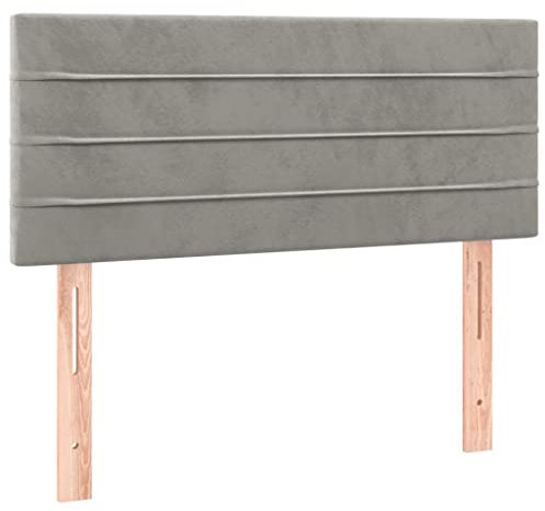 vidaXL Kopfteil, Bettkopfteil mit Holzbeinen, Höhenverstellbar Polsterkopfteil für Bett, Betthaupt Bettzubehör Schlafzimmer, Hellgrau 90x5x78/88cm Samt