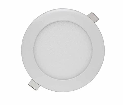 LOWENERGIE 9w LED Round Ceiling Panel Light White Recessed Down Lighting, 150mm Dia, 75w Halogen Equivalent (4000K Warm White x 4)