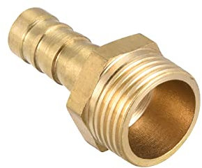 QUARKZMAN 8mm Raccord cannelé à G3/8 Filet Mâle Tuyau x 1PCS Droit Laiton Raccord cannelé Tuyau pour Air Eau Carburant Pneumatique Tuyau, Or