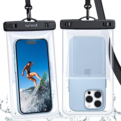 Lamicall wasserdichte Handyhülle, Wasserfeste Handytasche - [Bis zu 8 Zoll] 2 Stück Unterwasser Hülle mit Kartenhalter, IPX8 Airbag Design Waterproof Phone Case für iPhone, Sumsung, Smartphone