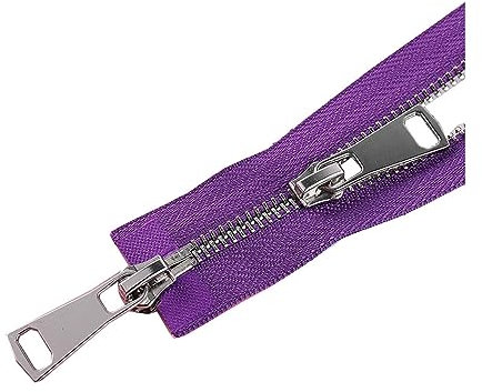 5# 60/70/80/90/100/120/150cm Doppi cursori Chiusura automatica con cerniera in metallo Cerniera per giacca, Viola, 70cm