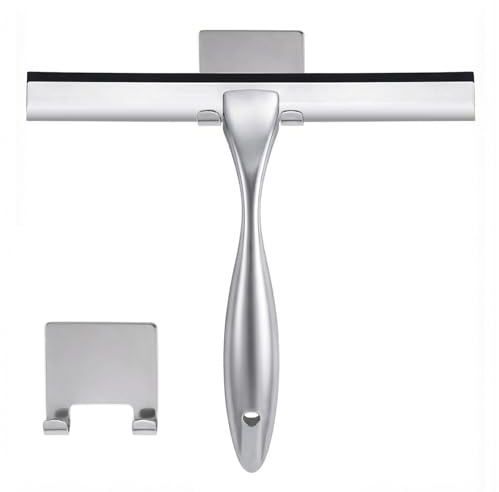 NETANY Escobilla de Ducha, escobilla Plateada de 12 Pulgadas, escobilla Multiusos de Acero Inoxidable para baño, Puertas de Ducha, Espejos, Azulejos y Ventanas de Coche, 100% Libre de Rayas