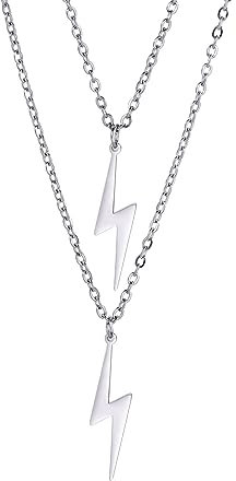 Blitzschlag Bolzen Halskette für Frauen Männer Edelstahl Einfache Street Punk Lightning Bolt Anhänger Halskette Schmuck Inspirational Geschenk für Unisex (silber 3)