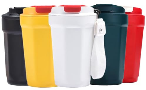 Shunshi Travel Mugs, Insulated Coffee Cup with Leakproof Lid,350ML Reusable Coffee Cups Travel,Car Coffee Cup,Stainless Steel Thermal Mug for Hot and Cold Coffee Water and Tea-1pcs (White)