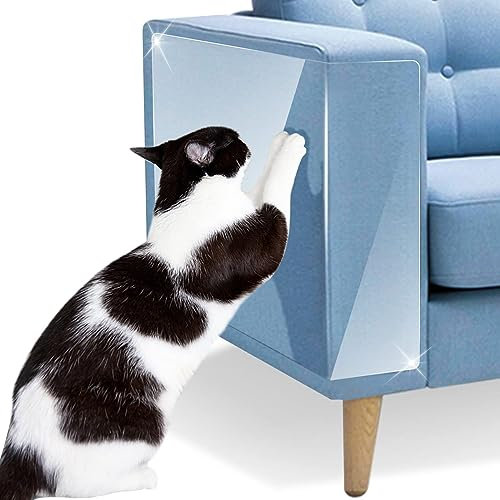 Petslucent Cat Anti Scratch Tape - Cat Scratch Furniture Protector, Clear Training Self Adhesive Tape for Carpet, Sofa, Couch, Door (12PCS)
