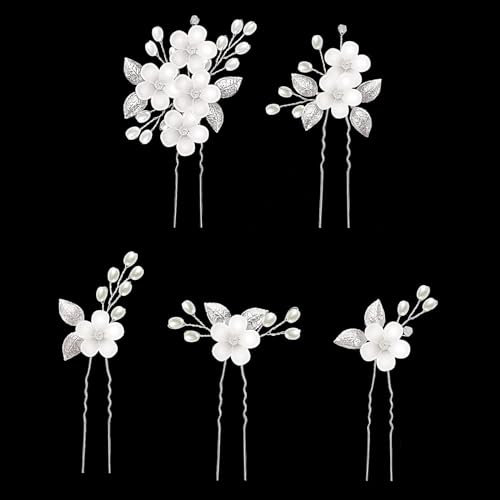 5Pcs Bride Wedding Hair Clips Wedding Flower Hair Pins Bride Hair Accessories for Women Girls Brides Bridesmaids(10 * 8cm/3.9 * 3.1in)