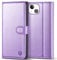Kuafcase Compatible for iPhone 15 Plus Case with 4 Card Slots Magnetic Closure Kickstand Shockproof Protective Phone Case Compatible for iPhone 15 Plus - Light Purple