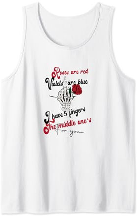 Valentinstag Witz Rote Rose & Rebellen-Geste freches Gedicht Tank Top