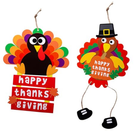 BESTonZON 2St Truthahn Dekoration Thanksgiving-Tür hängende Dekorationen Ornamente für Kinder spielzeug für kinder kinderspielzeug bastelsets für kinder DIY-Accessoires für Kinder Herbst