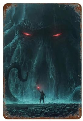 FUCIIhUUN Cthulhu Poster, Wanddekoration, Kunst, Metallblechposter, moderne Heimdekoration, Kunst, Metallposter, Hausbar, Laden, Dekorationen, Vintage-Schild, Geschenk, 30 x 20 cm