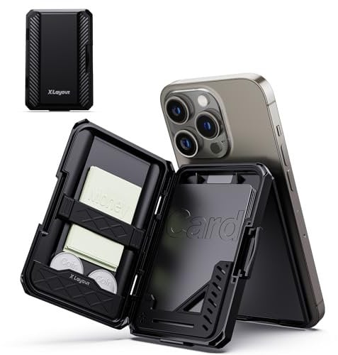 Magnetisches Wallet mit RFID-Schutz für MagSafe, X-Pocket Magnetischer Kartenhalter mit Ständer für iPhone Serie & MagSafe Cases, Wallet for Men Platz für 4 Karten