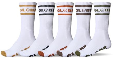 Globe Tilt Hi Crew Herrensocken, 5er-Pack, weiß/sortiert, Größe 40-45, Weiß/sortiert, 39-44.5 EU
