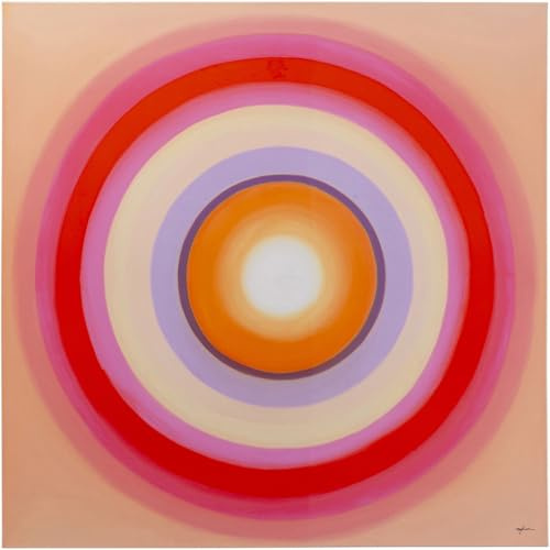 Kare Design Wandbild Tendency Circle, Pink, Quadratisch, Handarbeit, Unikat, Abstrakte Kunst, Schlafzimmer, Wohnzimmer, Wandkunst, Baumwolle, Polyresin, Faserplatte, 120x120 cm (H/B)