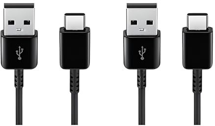 TEQY USB-Kabel Typ C, 80 cm, kompatibel mit Samsung Galaxy, 2 Stück, Schwarz