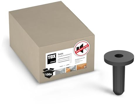 TOX Schallschutzdübel 12x44 mit Kragen - schallabsorbierende Dübel, schwarz - 100 Stück