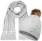 HEYO Damen Mütze Schal Set für Winter, Kuschelig, Warme Strickmütze, Winterschal mit Fransen HZ0014 (Grau)