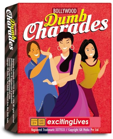exciting Lives Bollywood Dumb Charades – Filmthemen-Kartenspiel für Partys, Teenager, 350 Filmnamen