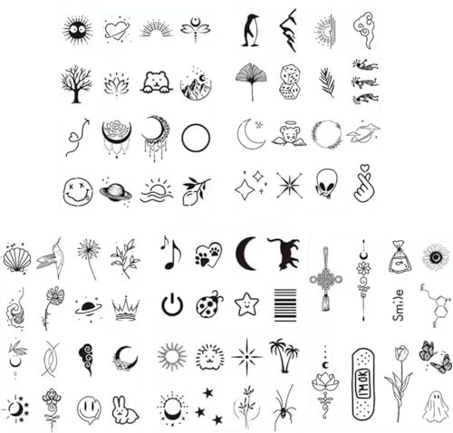 Tatouage Temporaire,77 Styles Ensembles de Tatouages Temporaires Autocollants Temporaires​Imperméables Tatouage Doigt Femme Homme Faux Autocollants de Tatouage pour Filles et Garçons