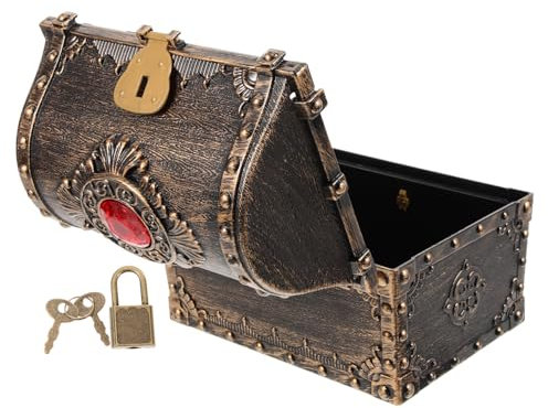 Toyvian Box Pirate Treasure Chest Pirate Chest Large Jewelry Storage Chest Chests Treasures Cases Trunk Chest with Lock Toy Lockable Treasure Chest Large Small Chest Lid Plastic