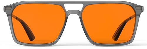 Goiteia 100% Orange Blue Light Blocking Glasses-Amber Tint Gaming Glasses for Better Sleep/Eyes Strain/Light Sensitive-Ultra Light & Spring Hinges for Better Comfort