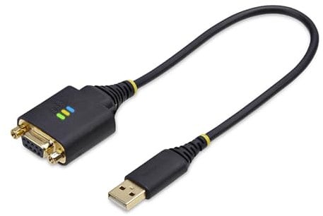 StarTech.com 1ft/30cm USB to Null Modem Serial Adapter Cable, COM Retention, FTDI, USB-A to RS232, Changeable DB9 Nuts/Screws
