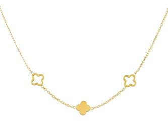 Acura-Styles Damen Kette Kleeblatt Gold Edelstahl 18 Kt. Vergoldete Kette Wasserfest Nickelfrei Halskette Vierblättriges Design Schmuck mit Anhängern Geschenk Damen