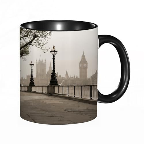 reyawdf Original Tasse mit lustigem Design,London Old Big Ben-Blick von der Straße Pala,330ml, für Kaffee- und Teeliebhaber, als Geschenk für Weihnachten, Geburtstag und mehr