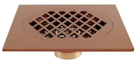 Quadratischer Duschablauf aus Messing mit abnehmbarem Abdeckgitter – 6 Zoll Bodenabtropffläche für Küche, Waschraum, Garage, Keller – inklusive Haarsieb