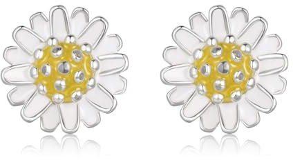 Bewenda Blumen Ohrringe Silber 925 Stecker, 925 Sterling Silber Gänseblümchen Ohrstecker für Frühling, Hypoallergen Sonnenblume Ohrstecker Tiny Süße Blumenohrringe Klein Stecker für Damen Mädchen