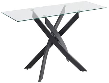 Vente-unique - Console en Verre trempé et métal Noir - Transparent - Cosima