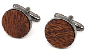 ARFUKA Runde Manschettenknöpfe aus Holz & Schwarz-Kupfer Handgefertigtes Schmuckstück Elegantes Design Herren-Accessoire für Business-Hemden & Freizeit