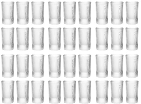 Jägermeister Shotgläser Set 4cl – 48er Set Schnapsglas – Eichstrich 2cl & 4cl - Spülmaschinenfest und Standfestes Likörglas - Das Original – Shot, Likör Glas | Eichstrich 2cl & 4cl - Spülmaschinenfest und Standfestes Likörglas - Perfekt für eiskalte Shots – gefrierfachgeeignet