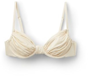 CALZEDONIA Woman's Balconette Swimsuit Top Shiny Satin in Cream, Size L