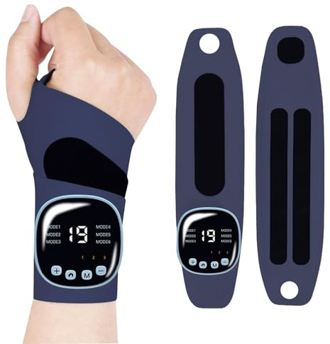 EMS Handmassageapparat, trådlös elektrisk handmassageapparat, handmassage med 3 värmenivåer, 9 massagelägen och 19 styrka, handledsstöd för lindring av trötthet och smärta