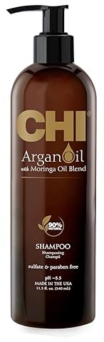 CHI Argan Oil Shampoo, hilft gegen Schäden zu schützen & spendet Feuchtigkeit, für alle Haartypen, sulfat-, paraben- & tierversuchsfrei, 340 ml