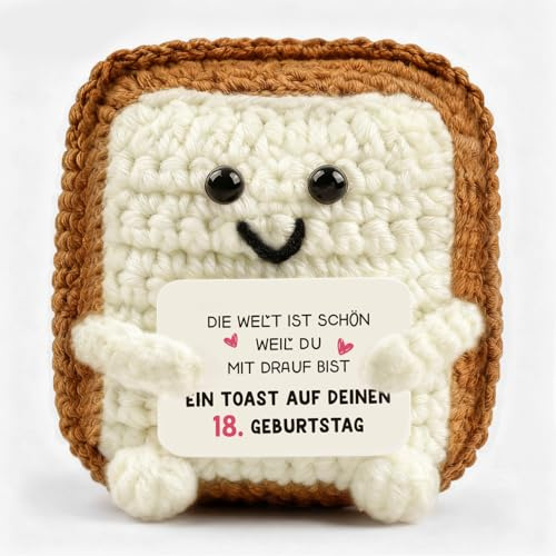 Giftota Pocket Hug - Geschenk zum 18. Geburtstag - Kreative Toast Dekofigur - Kleiner Glücksbringer & Mutmacher - Geschenke für Freundin, Junge, Mädchen, Erwachsene, Studenten