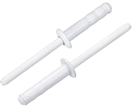 QUARKZMAN 50 Piezas Remaches Ciegos Aluminio 3/16x3/4, Remaches Fijación Multi-Grip Aluminio Con Vástago Acero Y Cabeza Abovedada Para Metal, Muebles, Automoción, Color Blanco