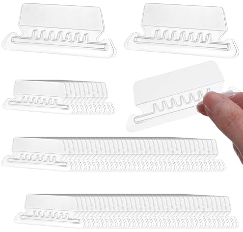 100Pcs Suspension File Tabs, Clear Hanging File Folder Tabs with Inserts - Plastic Transparent Durable Tab for Office Home Files Organization, 3.15 × 1.26 × 0.39 inches