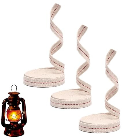 3 Rolls Oil Lamp Wicks, 1/2 Inch Flat Cotton Candle Wicks Replacement, Lanterns Wick for Candle Burners Oil Lamps Kerosene Burner Stove Lighting, Wick Roll Making DIY Accessory(3.3 Feet/Roll)