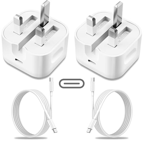 For iPhone 15 16 17 Fast Charger Plug and Cable, 20W USB C Charger Plug with 1M USB C Cable for iPhone 17 16 Pro/16 Pro Max/16e/17Air/15 Pro/15 Plus, iPad Pro/Air/Mini, USBC Plug UK Power Adapter