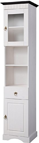 clever-moebel Hochschrank aus Kiefernholz weiß/braun, Badschrank | Badmöbel