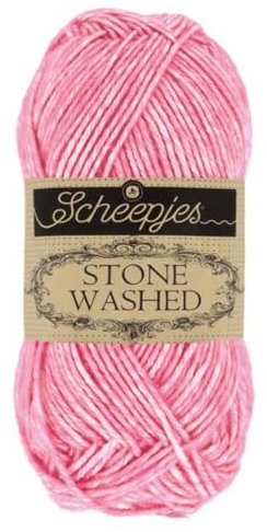 Scheepjes Stone Washed, 50 g – Farbe 836 Tourmaline Rosa, Baumwoll-Acryl-Garn mit dezenter Vintage-Optik