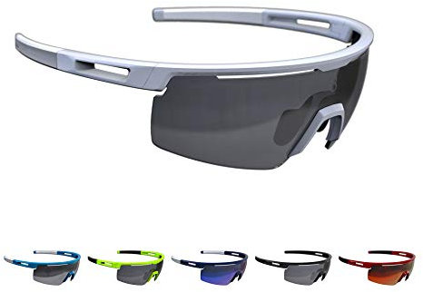 BBB Cycling Fahrradbrille Avenger | Herren und Damen Sportbrille Sonnenbrille Radsport | mit Wechselgläsern | Polycarbonat | MTB Rennrad Urban | Matt Weiß | BSG-57