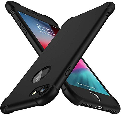 ORETECH Coque Compatible avec iPhone 7 et iPhone 8, avec 2 x Protecteur D'écran en Verre Trempé Housse Hybride Robuste 2 en 1 Antichoc Ultra Mince Anti Rayures PC TPU Etui pour iPhone 8 7 Case Noir