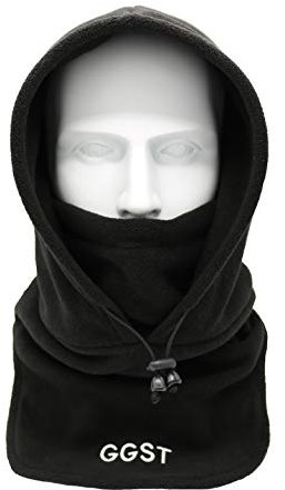 GG ST Balaclava Windproof Ski Mask Winter Thermal Fleece Hood Heavyweight Neck Warmer Snood Outdoor Sports Face Covers Hat for Men & Women Black