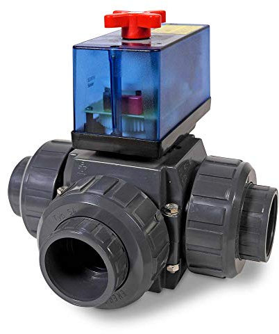 Praher 3-Wege Solar PVC Kugelhahn mit elektrischem Stellantrieb 12-24 Volt Ø 40mm